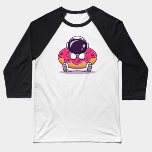 Cute Astronaut With Doughnut Cartoon Baseball T-Shirt